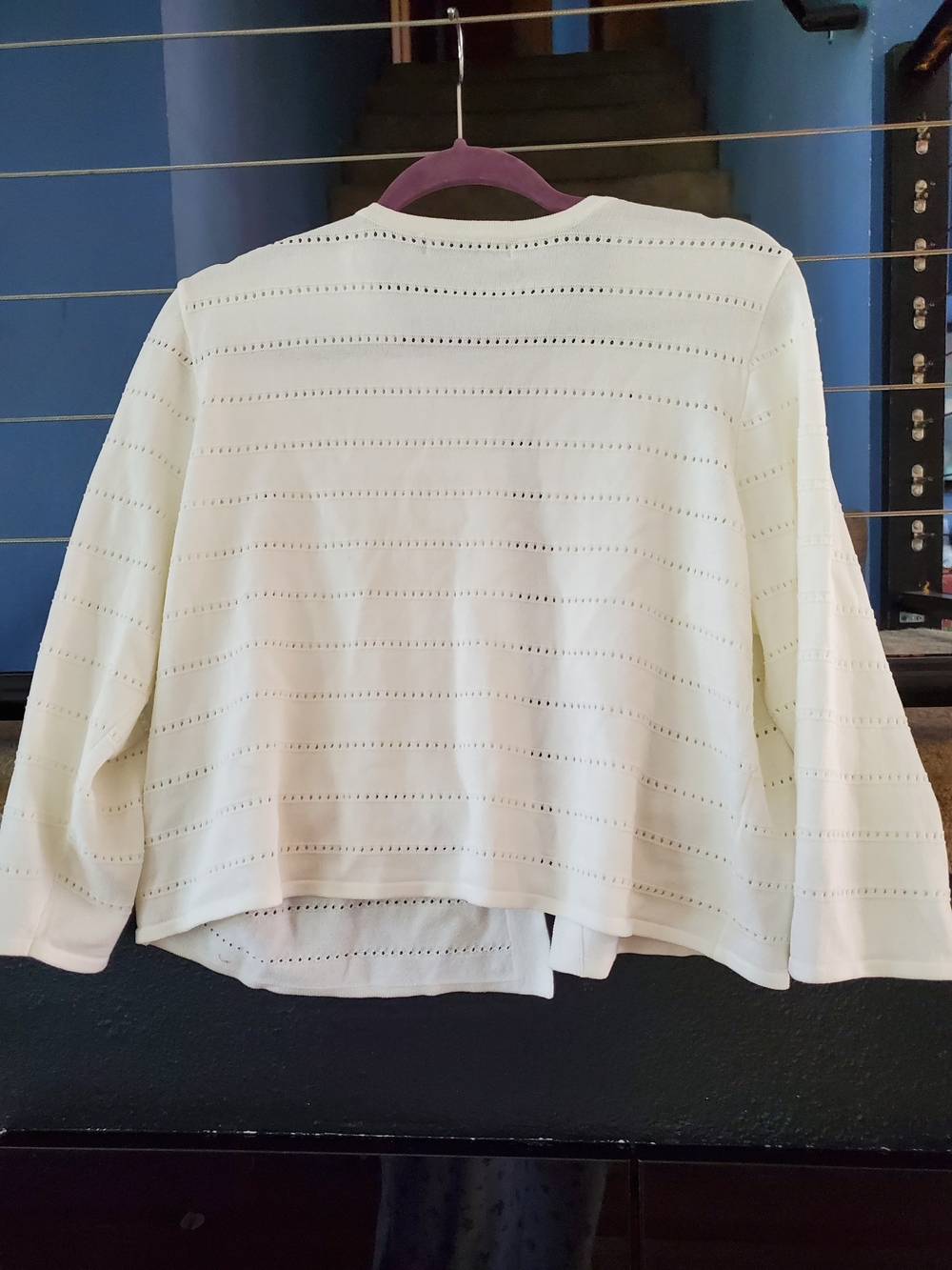 Danny & Nicole Cream Eyelet Open-Front Cardigan Jacket - Picture 4 of 4